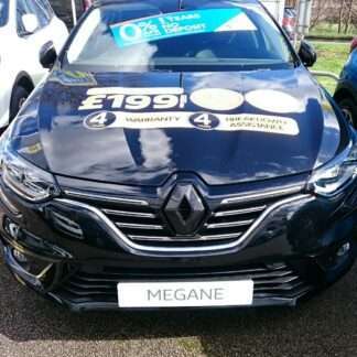 FRONT and REAR logo COVER for Renault Megane mk4 in gloss black cars with rear camera