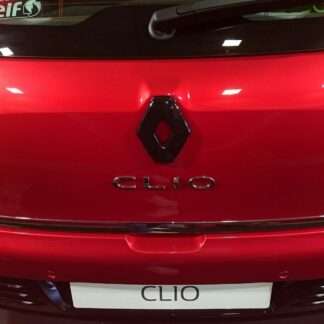 Gloss BLACK REAR badge COVER for Renault Clio 4 2016-2019 cars WITHOUT rear CAMERA