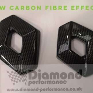 FRONT and REAR logo COVER for Renault Megane Mk2 2000-2008 in CARBON Effect