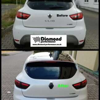 Rear GLOSS BLACK Badge COVER for Renault Clio 4 FOR CARS WITH REAR CAMERA