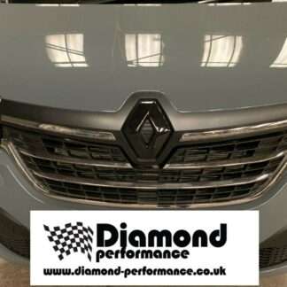 logo COVER for RENAULT TRAFIC 3 Facelift 2020 21 FRONT and REAR in GLOSS BLACK (pair)