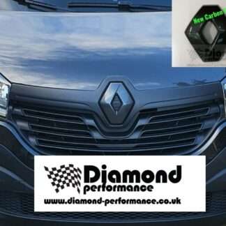 logo COVER for RENAULT TRAFIC mk3(2014-2019) FRONT and REAR in CARBON EFFECT pair