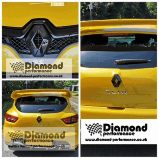 logo COVER for Renault Clio 4 GRANDTOUR 2013-2016 in GLOSS BLACK FRONT and REAR (pair)